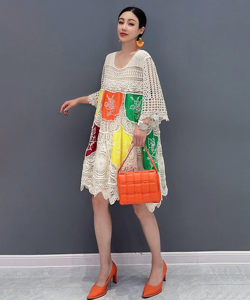 Crochet Flower Block Dress